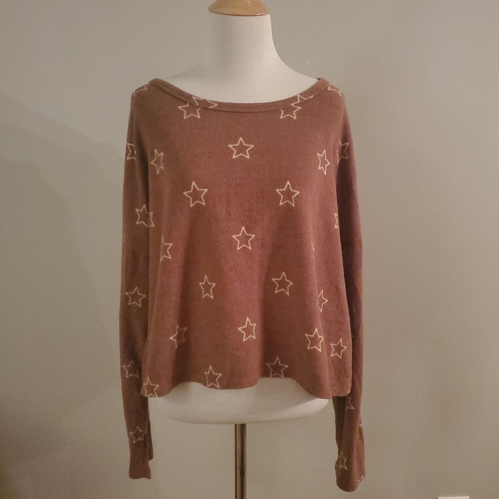 Caution to the wind long sleeve crop top sweater